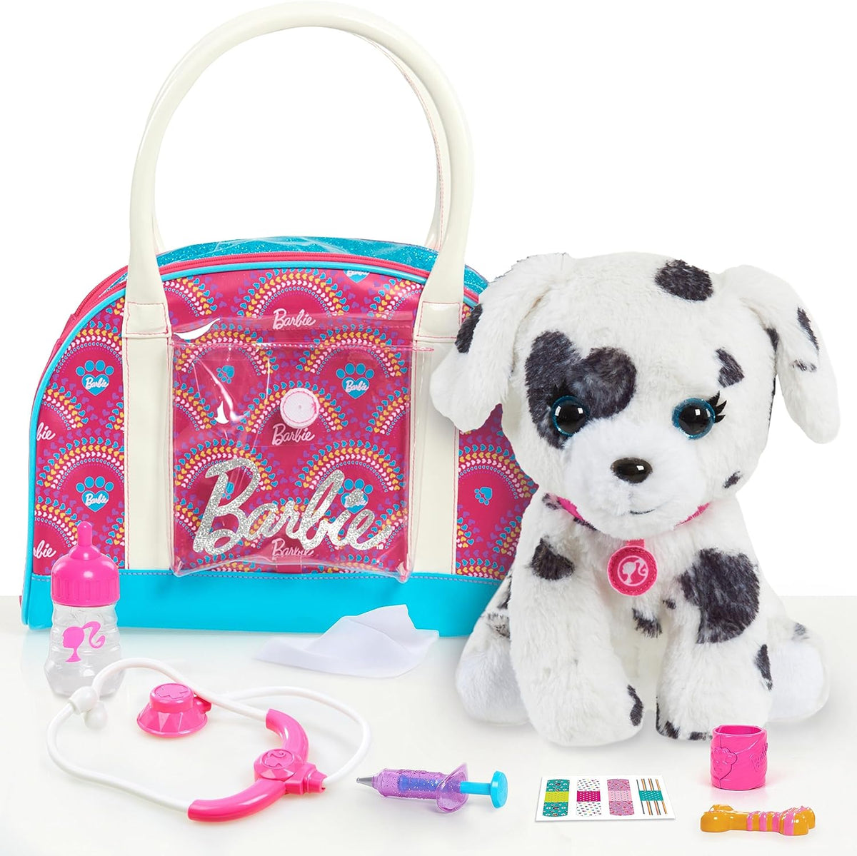 Barbie Pretend Vet Dog Carer Doctor Bag with Plush Mini Puppy Dog with Pet Sounds