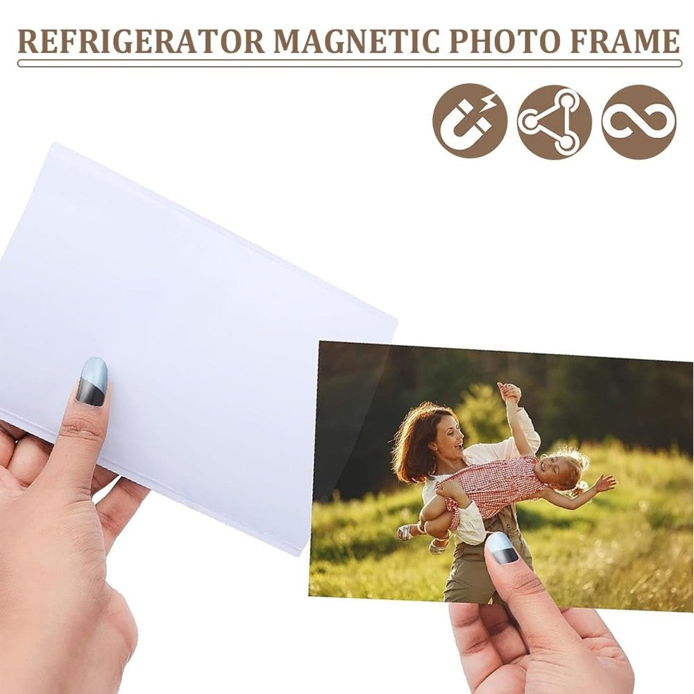 10x Magnetic Photo Frames Fridge Locker Photograph Magnet Pictures Clear Pocket