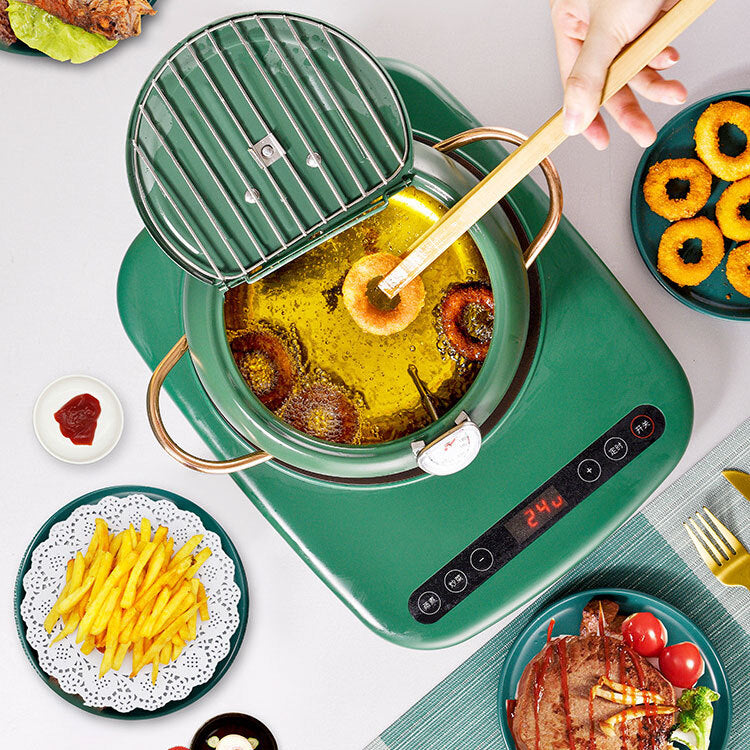 Deep Frying Mini Pot 24cm Japanese-Style Non-stick Tempura Fryer Pan Stovetop Cooker - Snack Tempura Donut Frying Pan