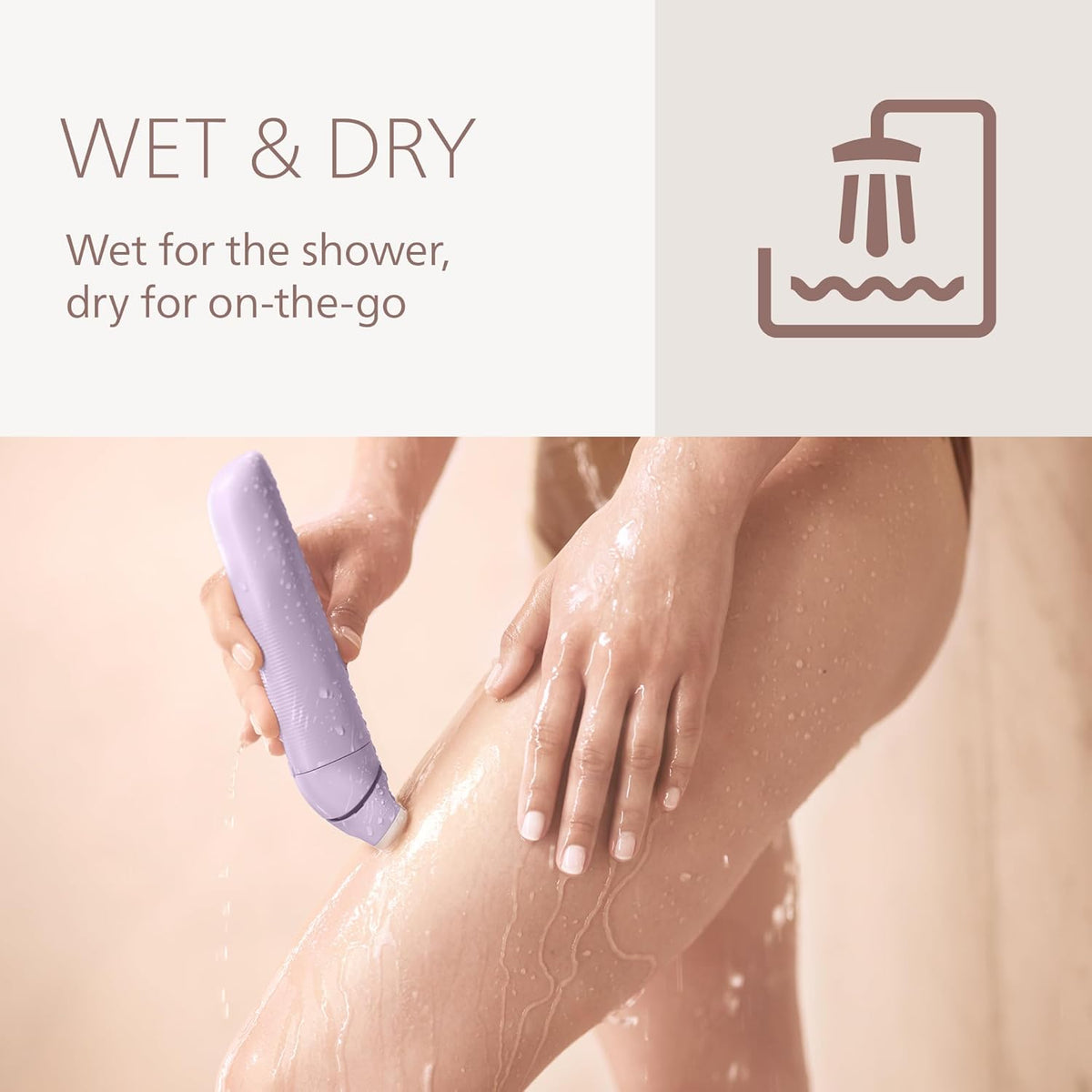 Philips Wet & Dry Electric Lady Shaver, Cordless, 2 Speed Bikini Arm Legs Trimmer Shaving Razor, LED Light