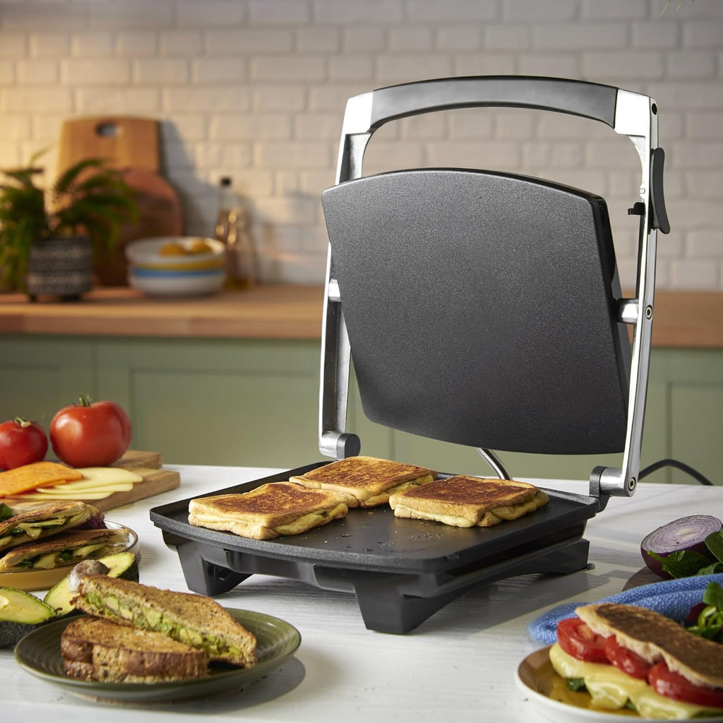 Russell Hobbs 4 Sandwich Press Easy Non-Stick Stainless Steel Bagel Muffin Toastie Jaffle Maker