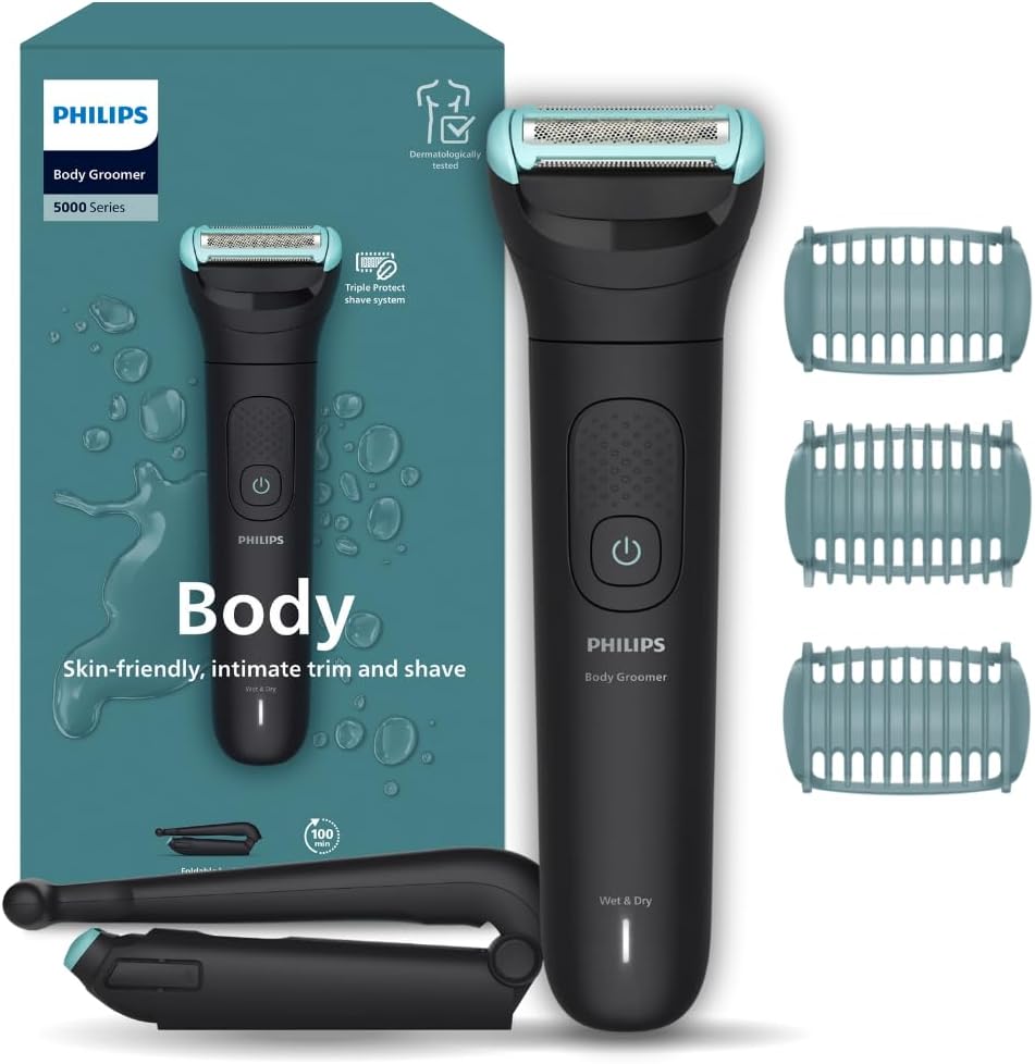 Philips Men's Body Groomer. Showerproof Men's Wet and Dry Body Shaving Trimmer Electric Razor