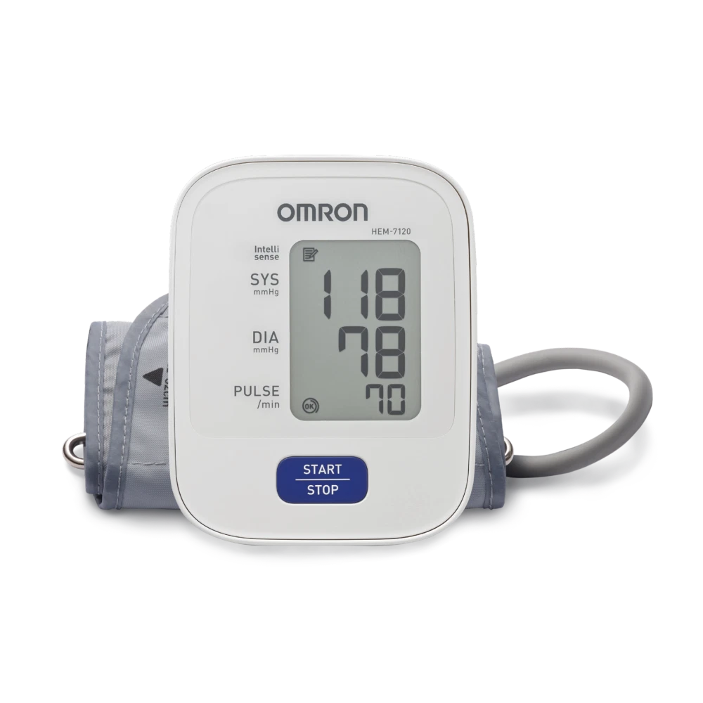 Automatic Blood Pressure Monitor Basic Home Medium Cuff - Digital Display, One Touch, Last Memory Recall, Portable Battery Device