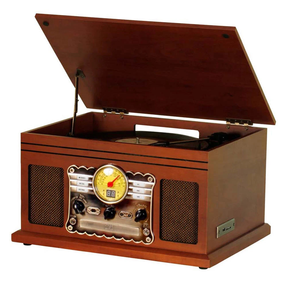 Vintage Bluetooth Speaker | Retro Turntable Vinyl Record Player CD Player AM/FM Radio Cassette