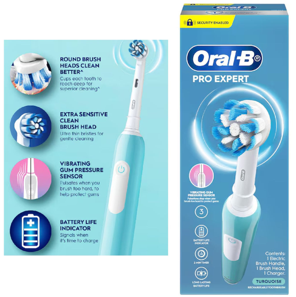 Oral B Pro Electric Toothbrush, Extra Sensitive Cleaning Brush Head, Vibrating Gum Pressure, 2min Timer, Round Brush Head