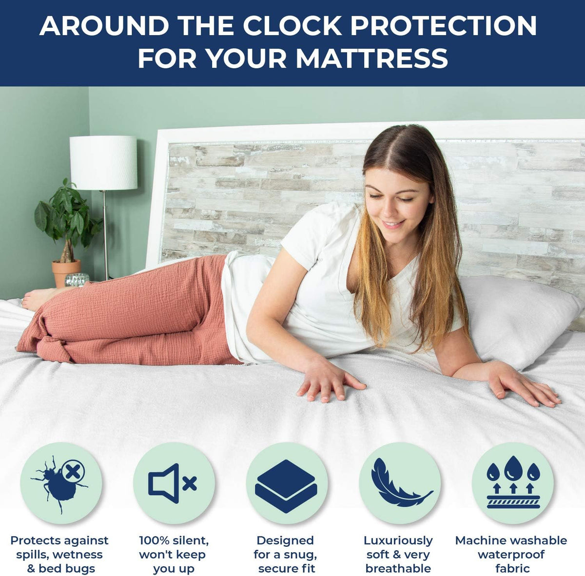 Queen Size Waterproof Mattress Protector | Spill Stain Matress Protection | Fully Fitted Terry Cotton Bedding