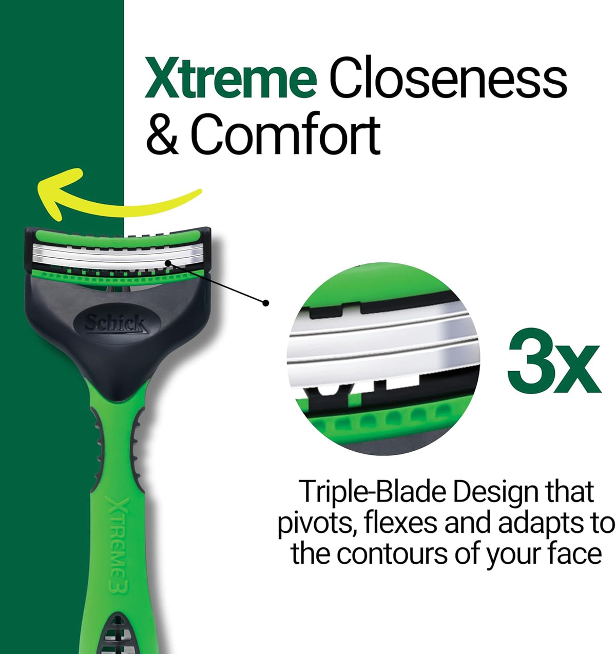 Schick Men's Sensitive 12 Pack Razor Blades Disposable Facial Shavers, Aloe Lube Strip, Flex Blades | Flex Blades Adapts to Face Contours | 3 Blade Cartridge