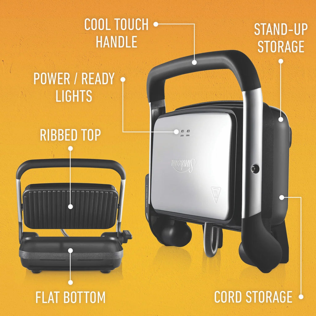 Cafe Style 2-Slice Sandwich Toastie Maker Press, 1800W Toasted Bread Electric Hot Plate
