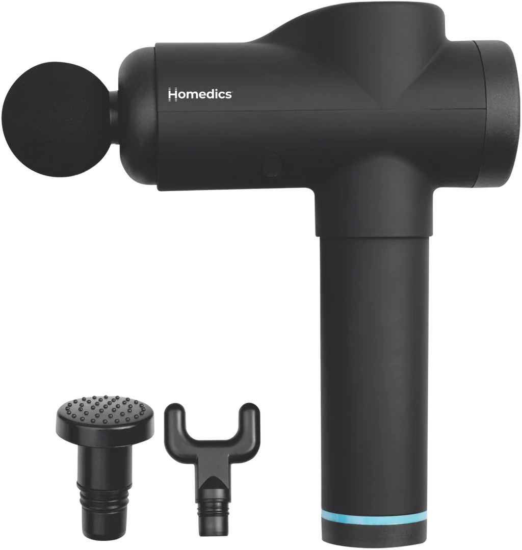 Homedics Percussion Massager Gun - Cordless Rechargeable Deep Tissue Handheld Massage 4 Attachments, 30 Power Levels,