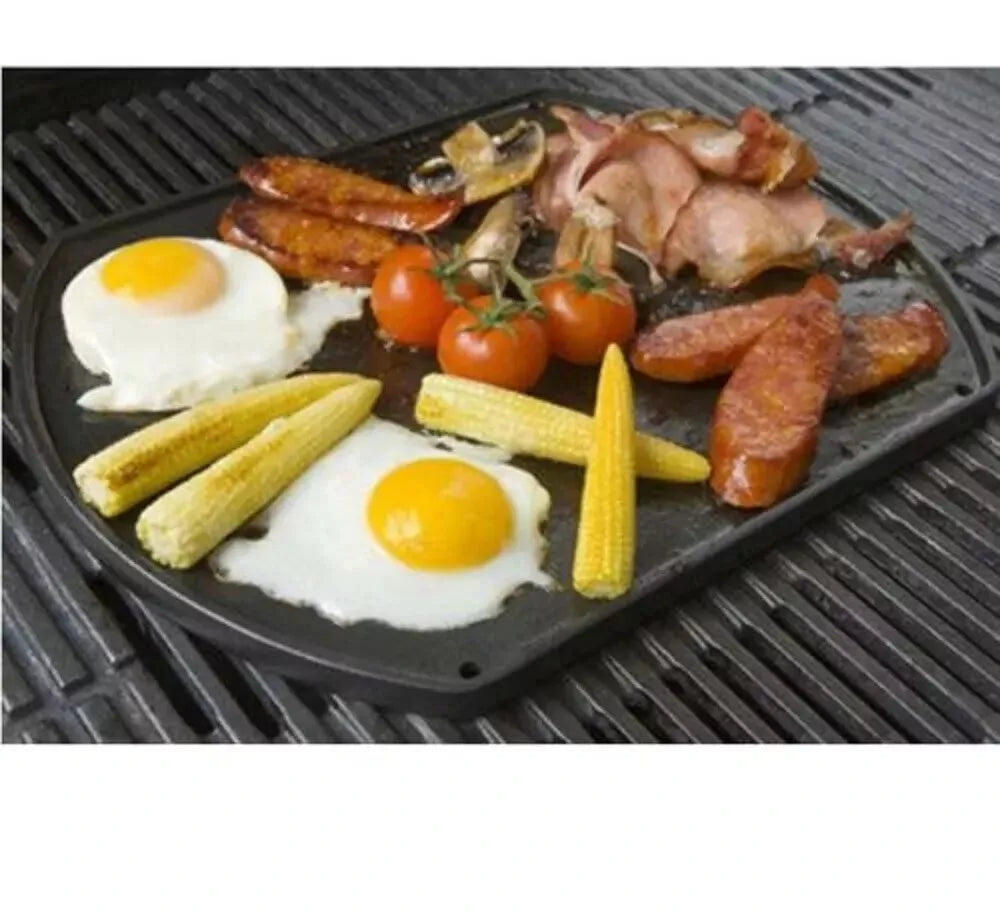 Weber BBQ Reversible Cast Iron Breakfast Plate Baby Q1000 Cooking Camp Plate Camping
