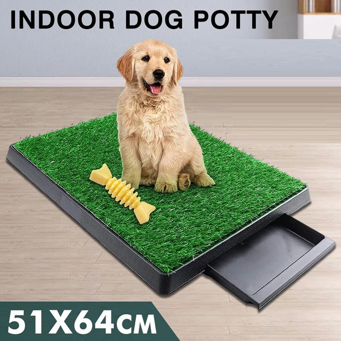 Pet Dog Cat Indoor Artifical Grass Mat | Indoor Pet Toilet Poo Wee Urine Collection Tray Set