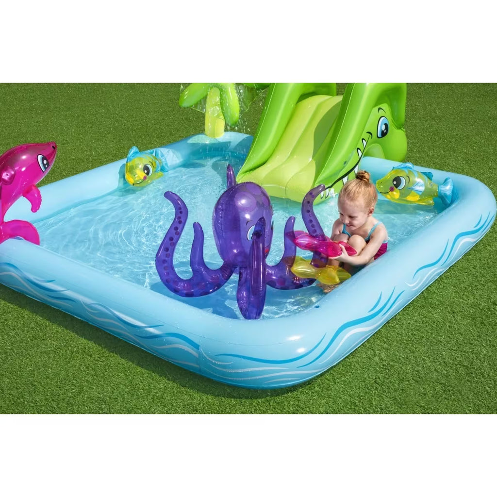 Inflatable Swimming Pool | Kids Childrens Splash Play Activity Pool | Kiddie Water Slide and Sprayer