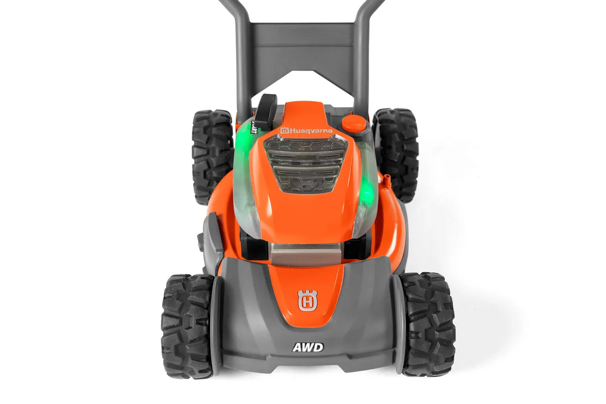 Husqvarna Pretend Lawn Mower | Kids Childrens Toy Grass Lawn Mower | Preschool Realistic Sounds and Lights