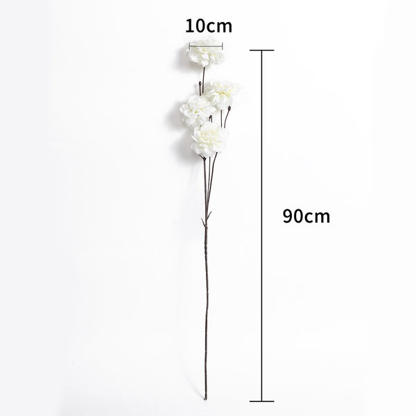 5x Artificial Peony Spray Long Stem White 90cm 4 Heads Flowers | Wedding Home Decor