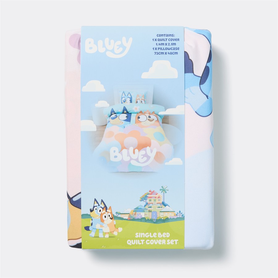 Bluey Colorful Reversible Single Doona Duvet Quilt Cover Bedding Set Toddler Preschool - Bluey Bingo TV Series Quilt Cover