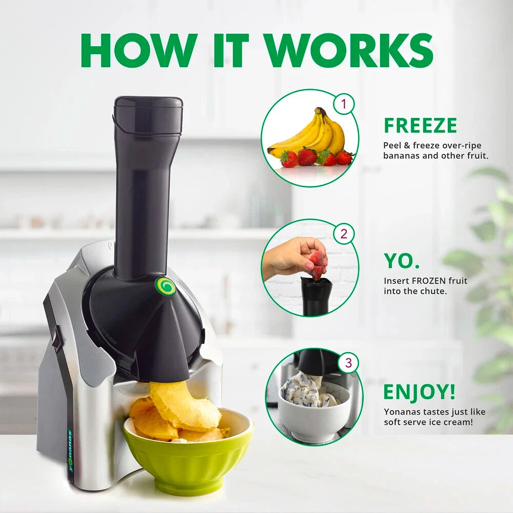 Yonanas Frozen Healthy Dessert Maker | Vegan Dairy Free Sorbet Fruit Soft Serve Ice Cream | Healthy Fat Free Dessert Machine