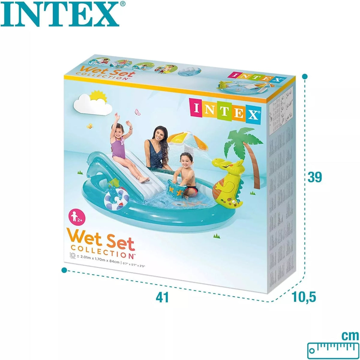 Intex Inflatable Swimming Pool and Sprinkler | Kids Backyard Inflatable Water Sprayer and Slide