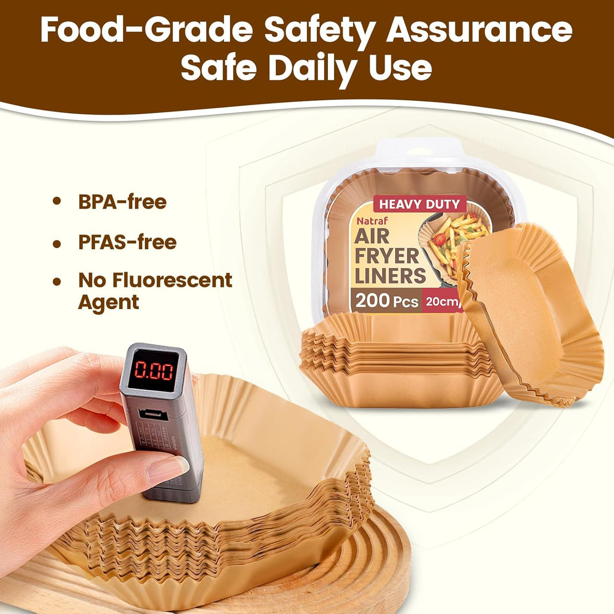 200x Air Fryer Liners 3-5.7L Heavy Duty Airfryer Liner Less Mess, Disposable Parchment Paper Liners