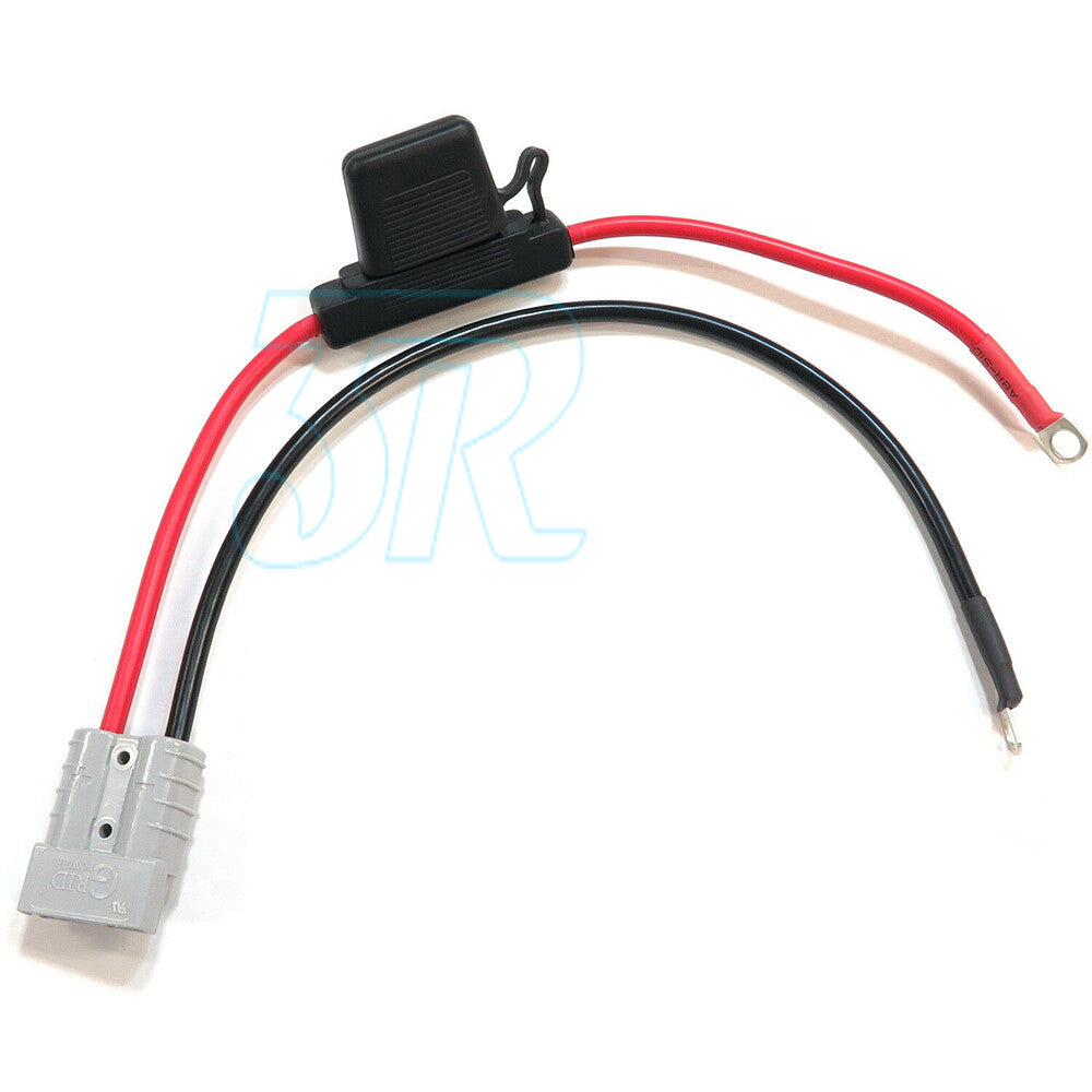 50Amp FUSED Anderson Lead 50Amp Plug to 8mm Lugs, Electrical Systems Battery Box or Solar Panel Connection