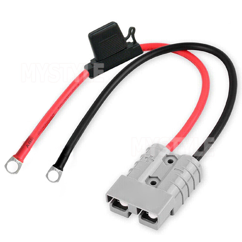 50Amp FUSED Anderson Lead 50Amp Plug to 8mm Lugs, Electrical Systems Battery Box or Solar Panel Connection