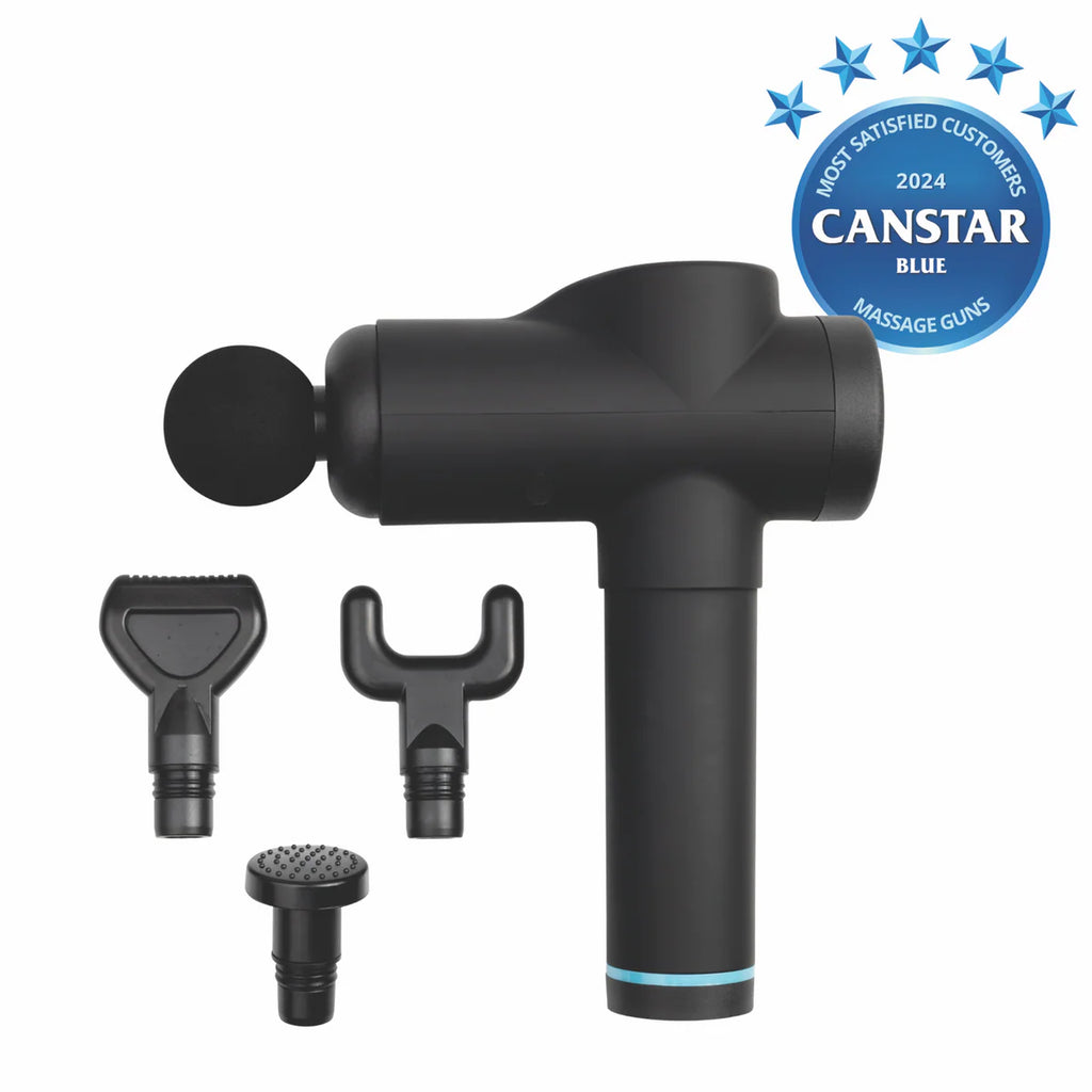Homedics Percussion Massager Gun - Cordless Rechargeable Deep Tissue Handheld Massage 4 Attachments, 30 Power Levels,