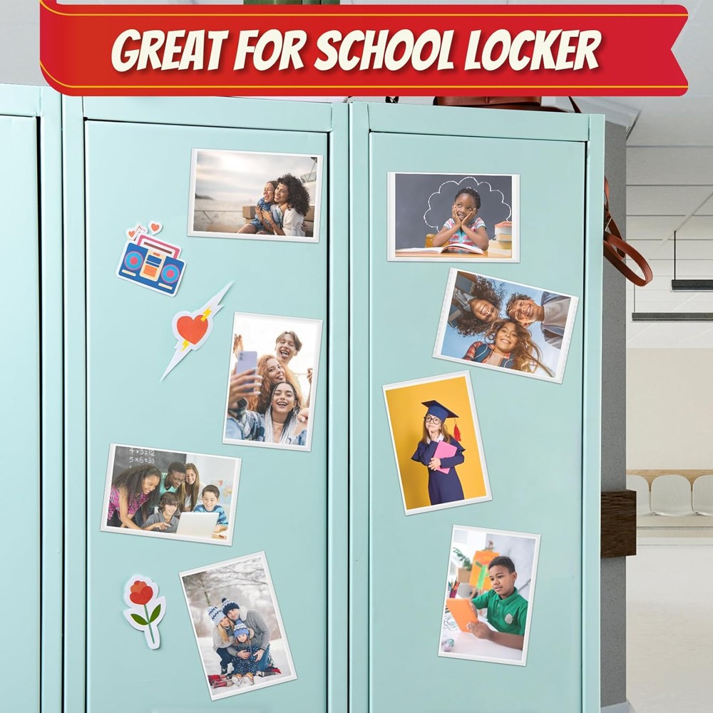 10x Magnetic Photo Frames Fridge Locker Photograph Magnet Pictures Clear Pocket