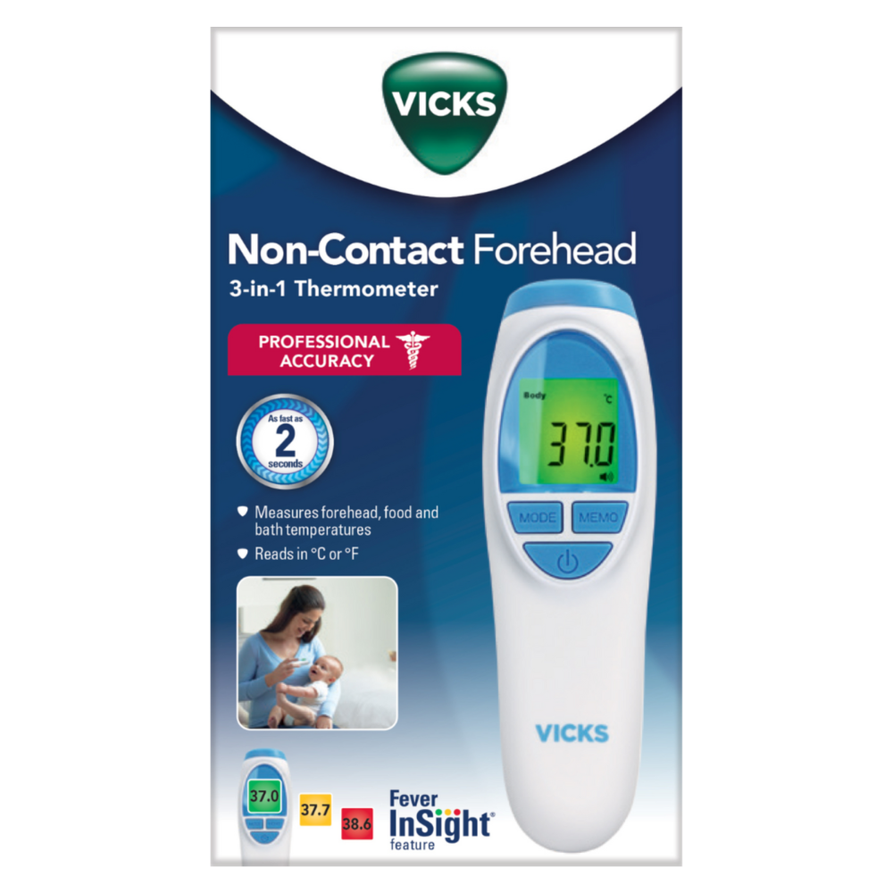 Vicks Non-Contact Forehead Thermometer | Touchless Hygenic Body Digital Thermometer | Quick Reading | Fever Detection