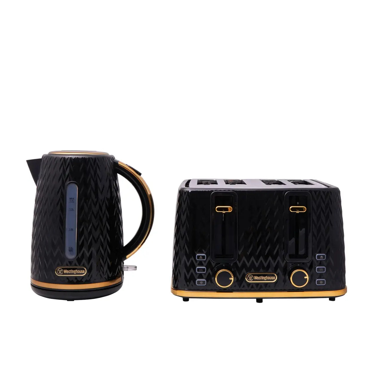 Westinghouse Breakfast Gift Makers Pack | 1.7L Kettle and 4 Slice Toaster | Hot Water Jug Bread Toasting Browning