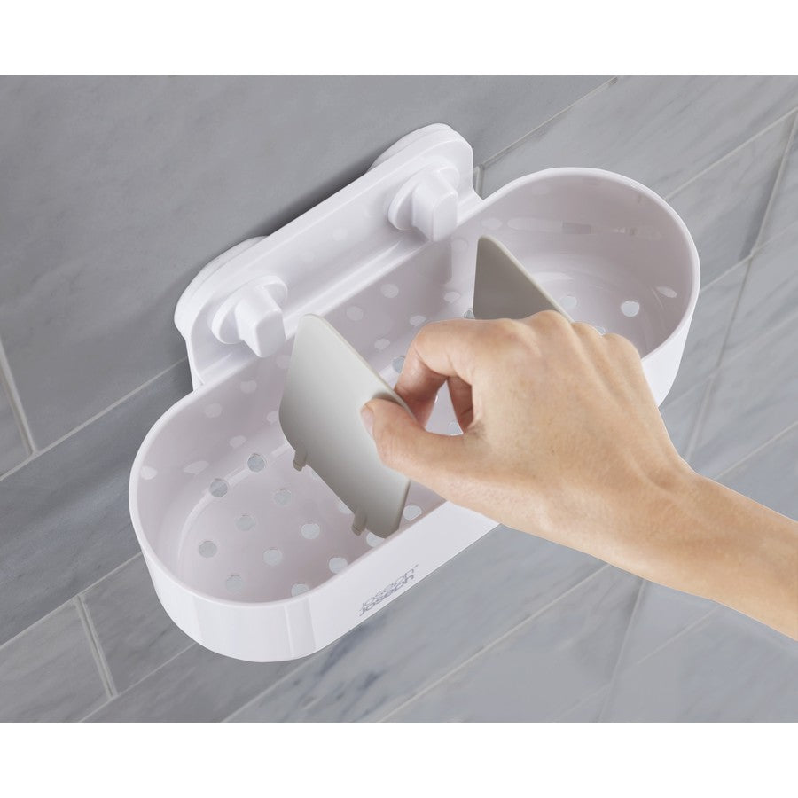 Joseph Joseph Suction Shower Caddy, Bath Soap Shower Gel Shampoo Holder Organiser, Perfect for renters