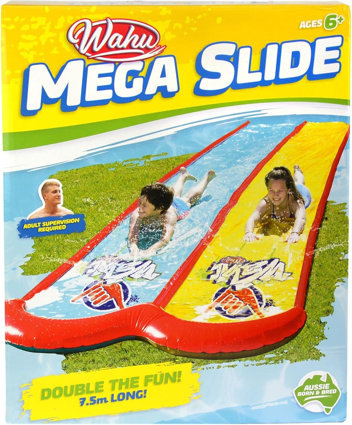 Wahu Large 7.5m Double Water Slide with Spray & Splash Bumper for Outdoor Pool Fun