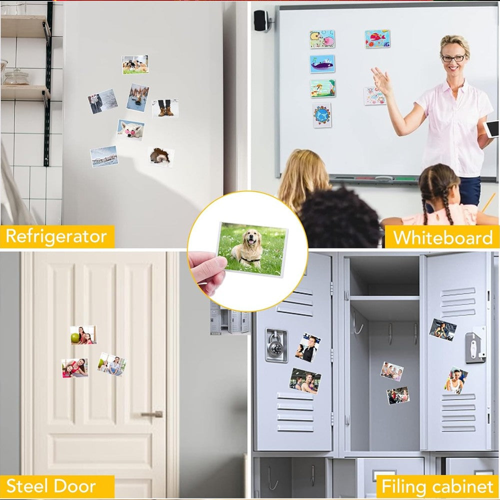 10x Magnetic Photo Frames Fridge Locker Photograph Magnet Pictures Clear Pocket