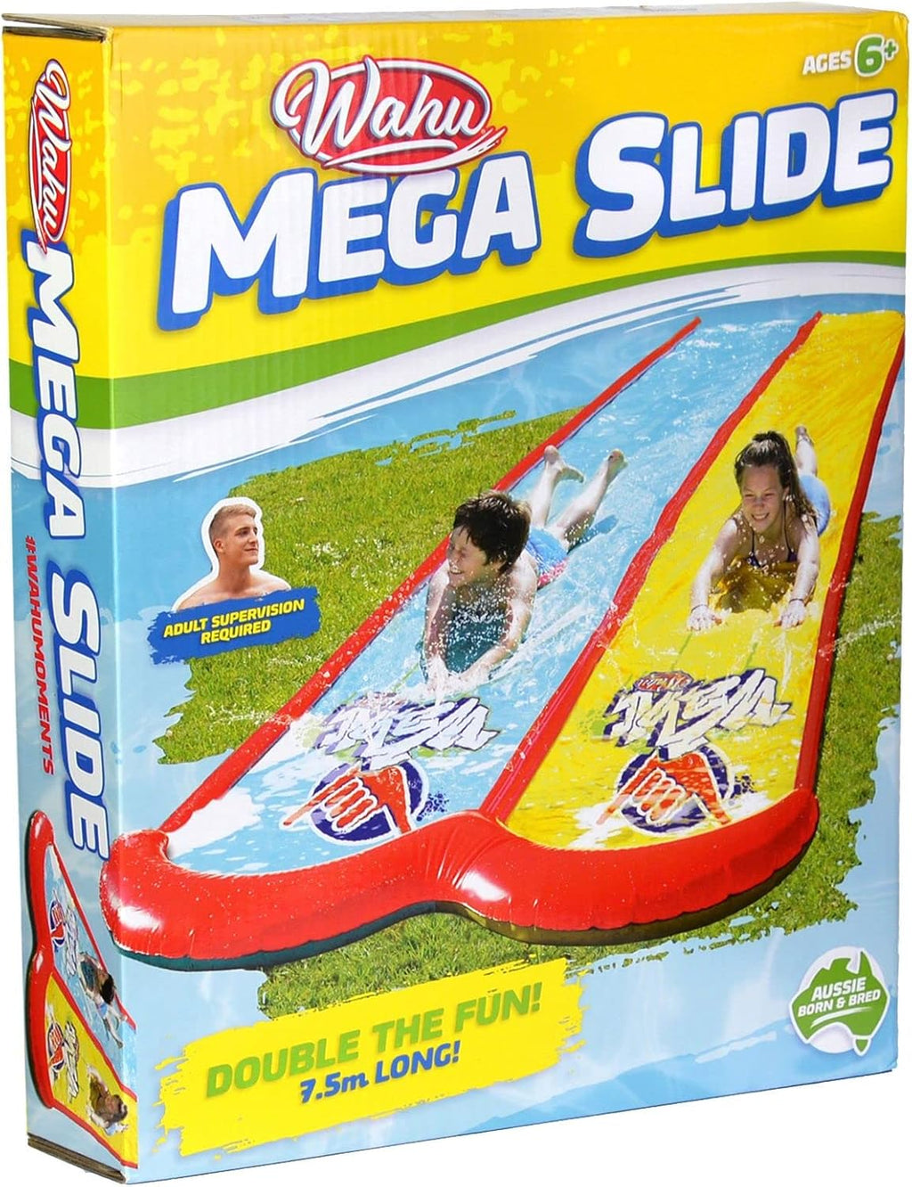Wahu Large 7.5m Double Water Slide with Spray & Splash Bumper for Outdoor Pool Fun