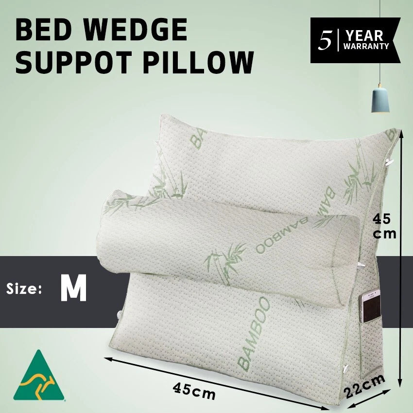 Wedge Cushion Pillow with Bloster | Bed Backrest Breathable microfibre Pillow | Back Neck Shoulder Support