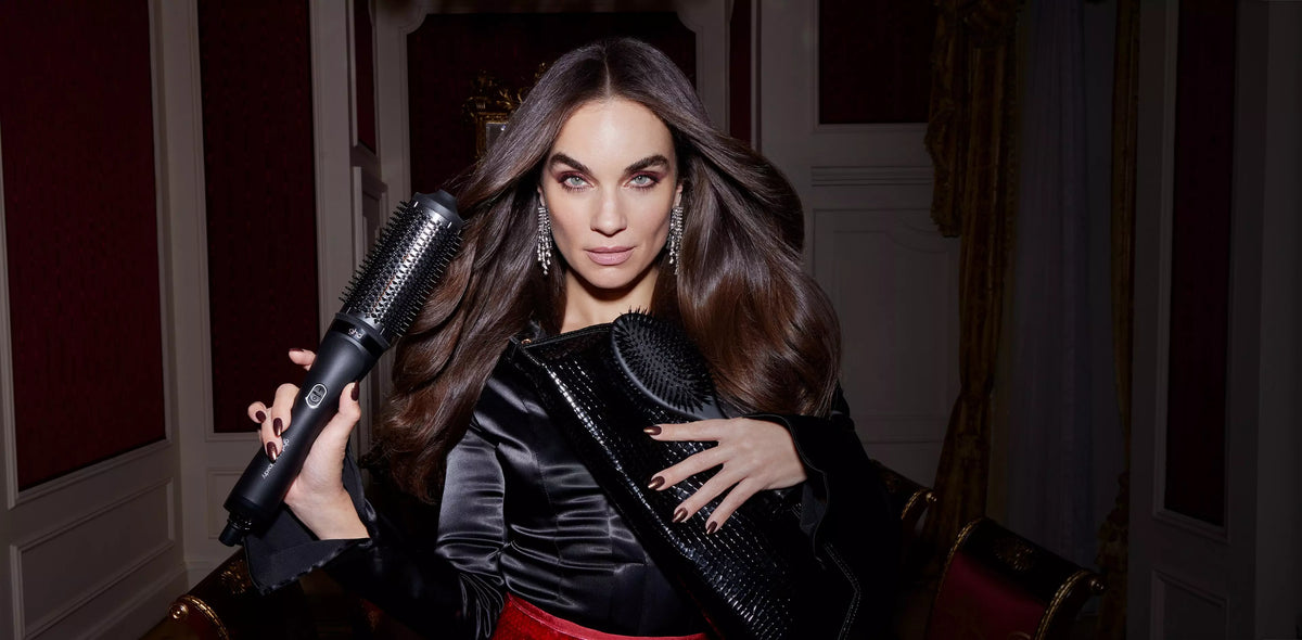 GHD Hair Drying Brush and Styler - Womens Electric Blowdry Brush Styling Tool 2-in-1 Drying Brush - NO HEAT DAMAGE - Barrel Hair Brush