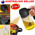 2-in-1 Oil Sprayer Dispenser Glass Spray Bottle Stream 470ml Baking Cooking Vinegar Soy Sauce Seasoning Sprayer