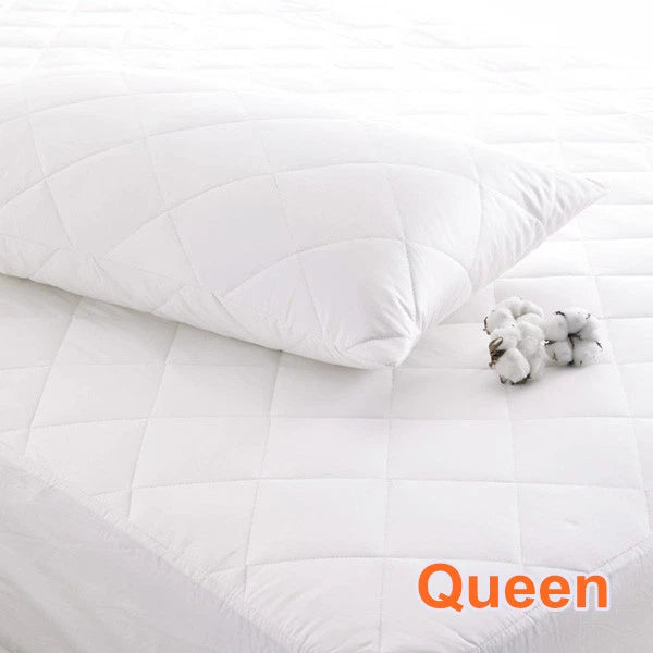 Queen Sized Quilted Fully Fitted Cotton Fitted Mattress Protector Topper Hypoallerhenic Bedding