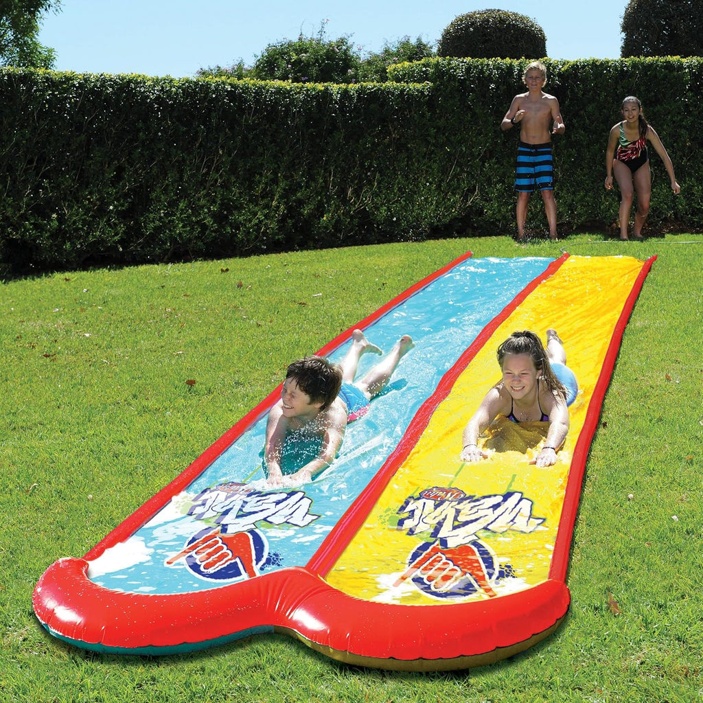 Wahu Large 7.5m Double Water Slide with Spray & Splash Bumper for Outdoor Pool Fun