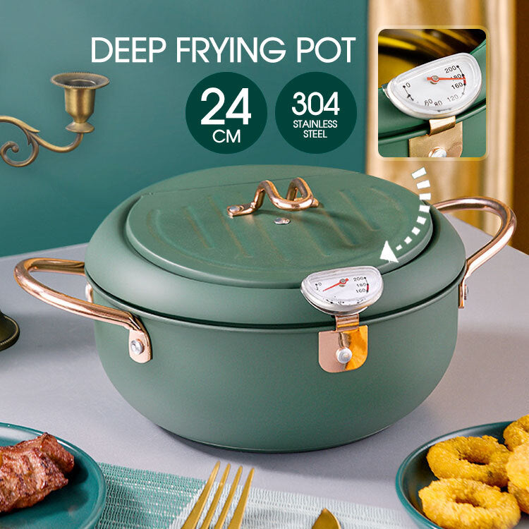 Deep Frying Mini Pot 24cm Japanese-Style Non-stick Tempura Fryer Pan Stovetop Cooker - Snack Tempura Donut Frying Pan
