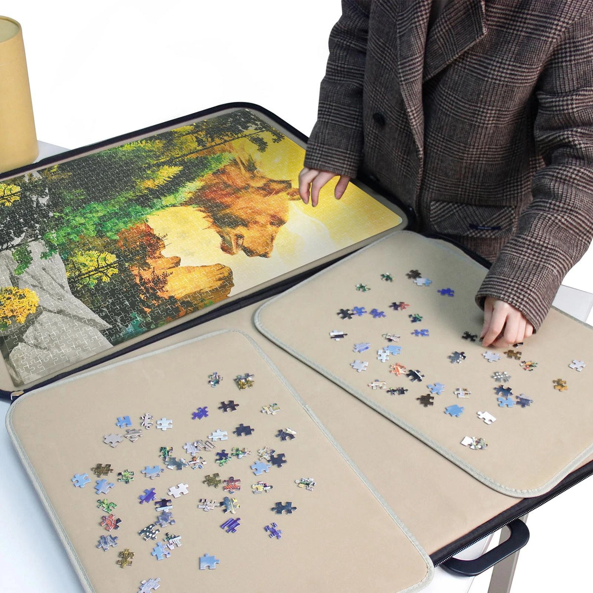 Portable Jigsaw Puzzle Carrier Board with Handle | 1000 Piece Mat Jig Saw Accessory Safe Carry Case Holder