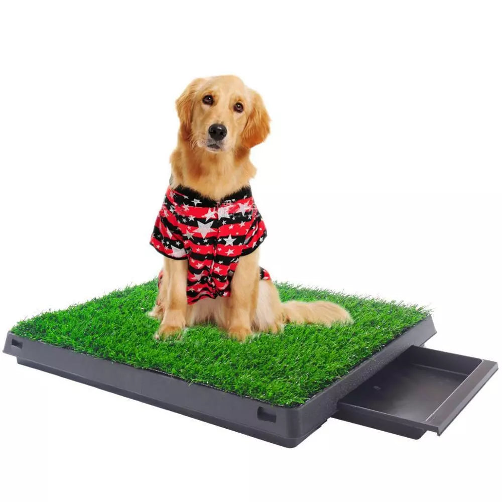 Indoor Dog Pet Grass Potty Poo Wee Toilet Training Portable Pad Tray Turf Vetinary