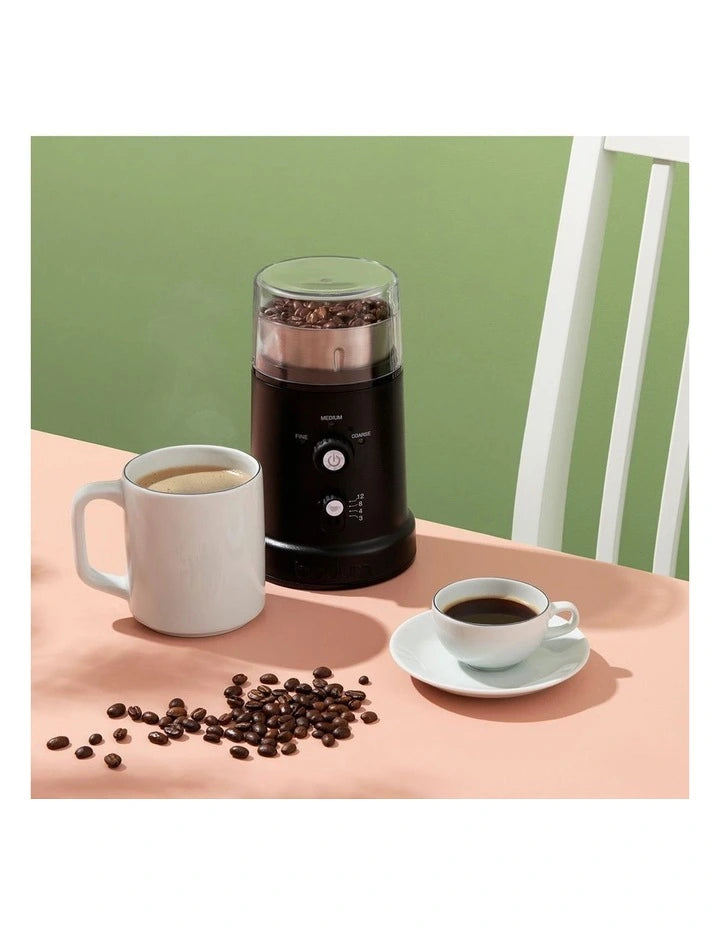 BODUM Coffee Bean Grinder 84g | Electric Adjustable Blade Grinding Stainless Steel Blades | 5 Grind Settings Auto Grinding