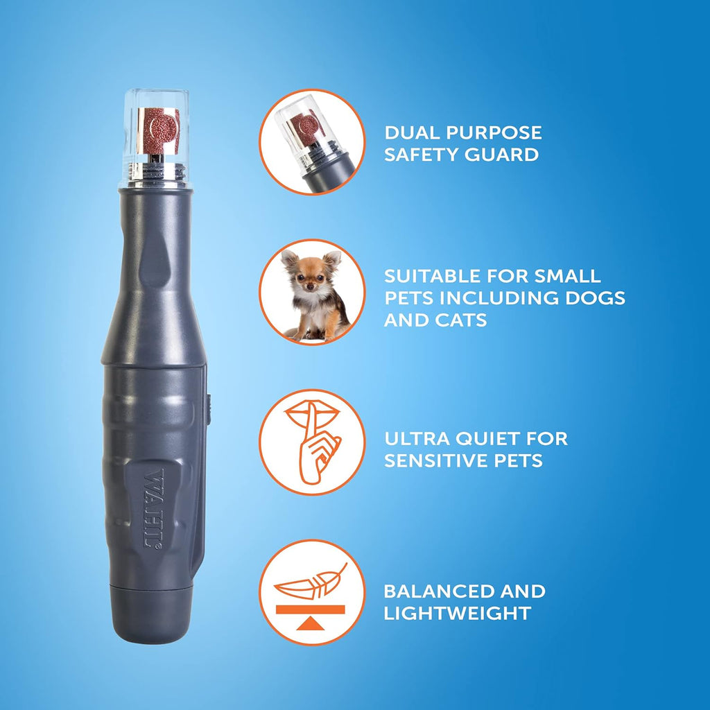 Wahl Pet Electric Nail File | Battery Operated Nail Trimmer Groomer Clipper | Home DIY Dog Puppy Hamster Cat