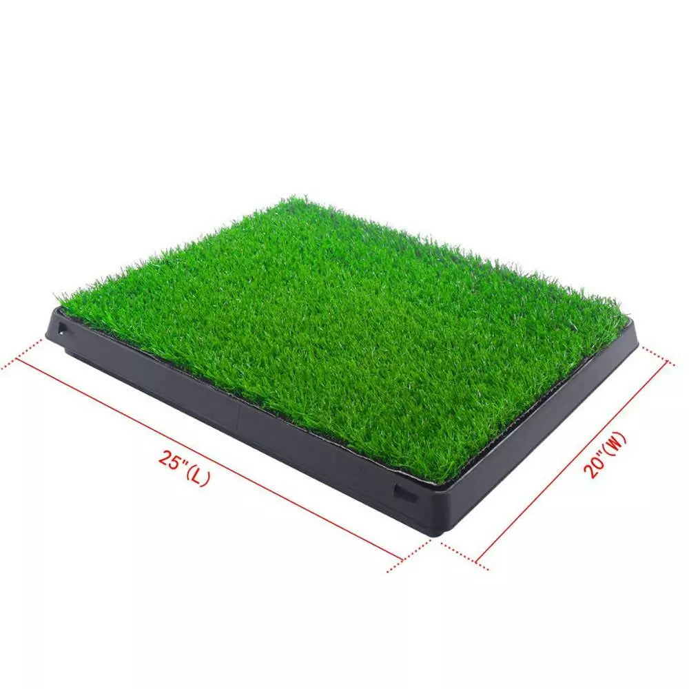 Indoor Dog Pet Grass Potty Poo Wee Toilet Training Portable Pad Tray Turf Vetinary