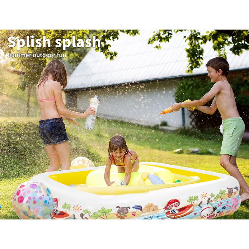 Intex Shaded Swimming Pool, Inflatable Kids Toy Above Ground Splash Play Pool with Sun Shade Canopy
