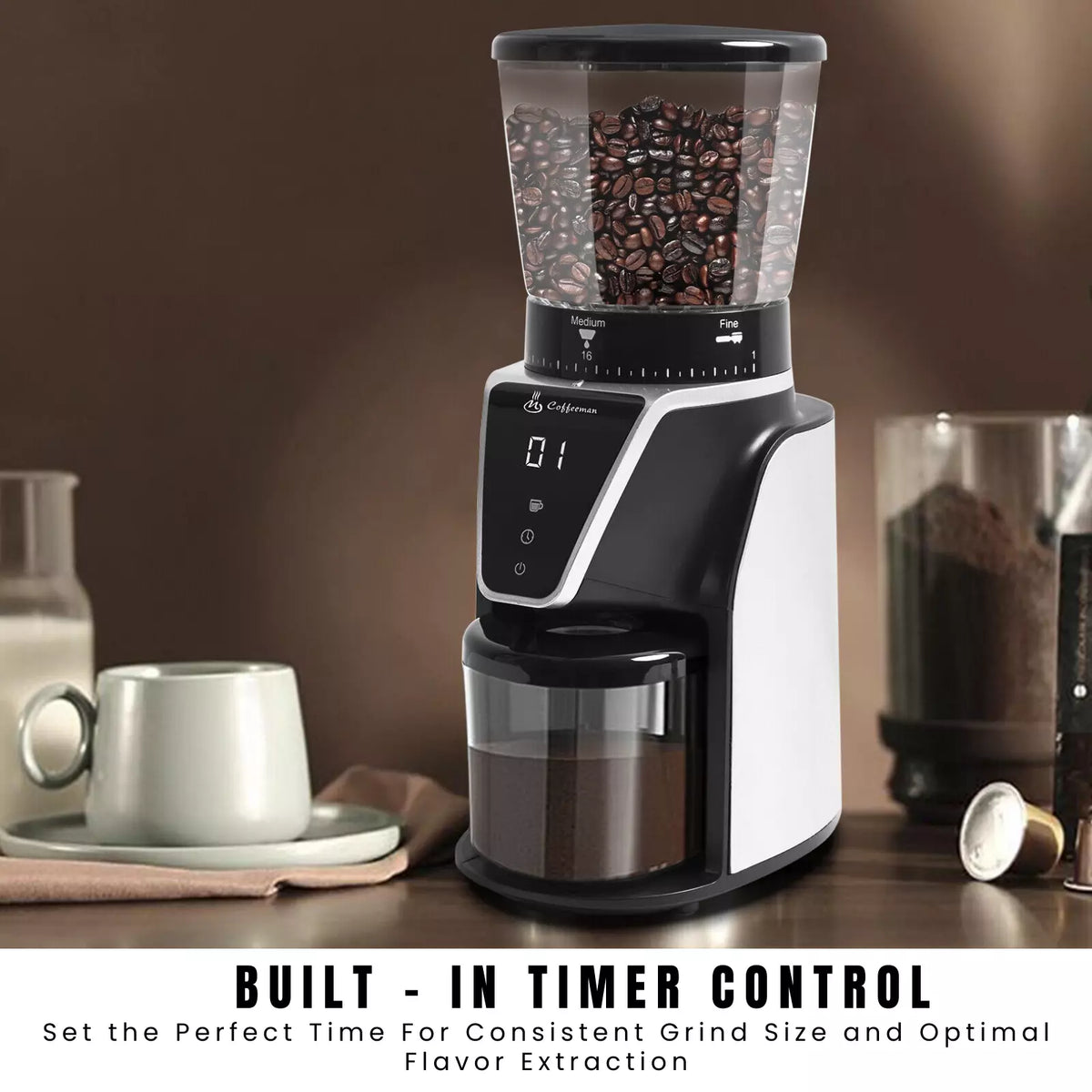 Electric Burr Coffee Bean Grinder | 31 Grind Settings Milling Coffee Bean Machine | Auto Grinding