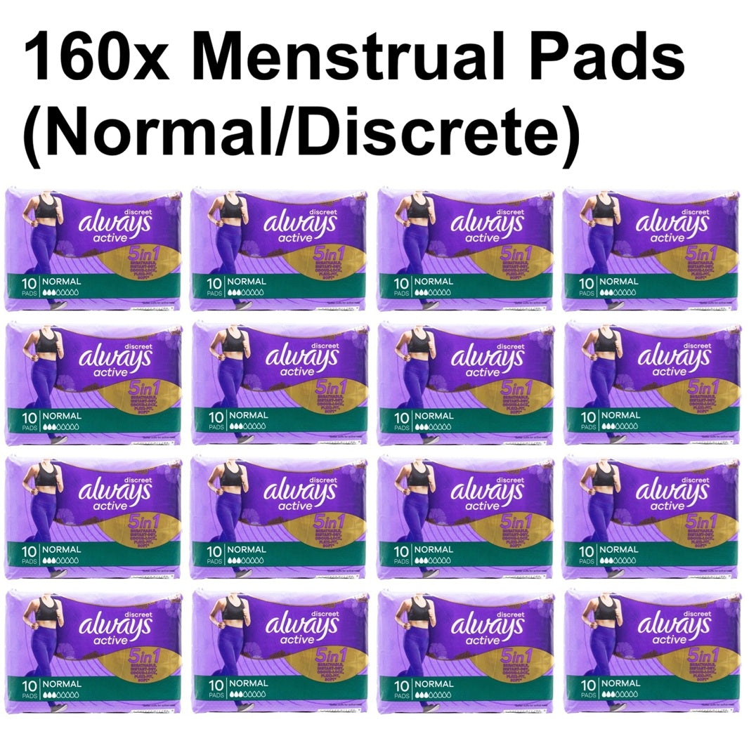 160x Women's Period Menstrual Pads Active Sport Panty Pads Discrete Odourless Disposable