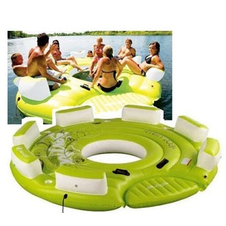 Inflatable Floating Adult Party Island | 6-7 Adult Water Lounger Pool Inflatable Mattress Mat Pontoon