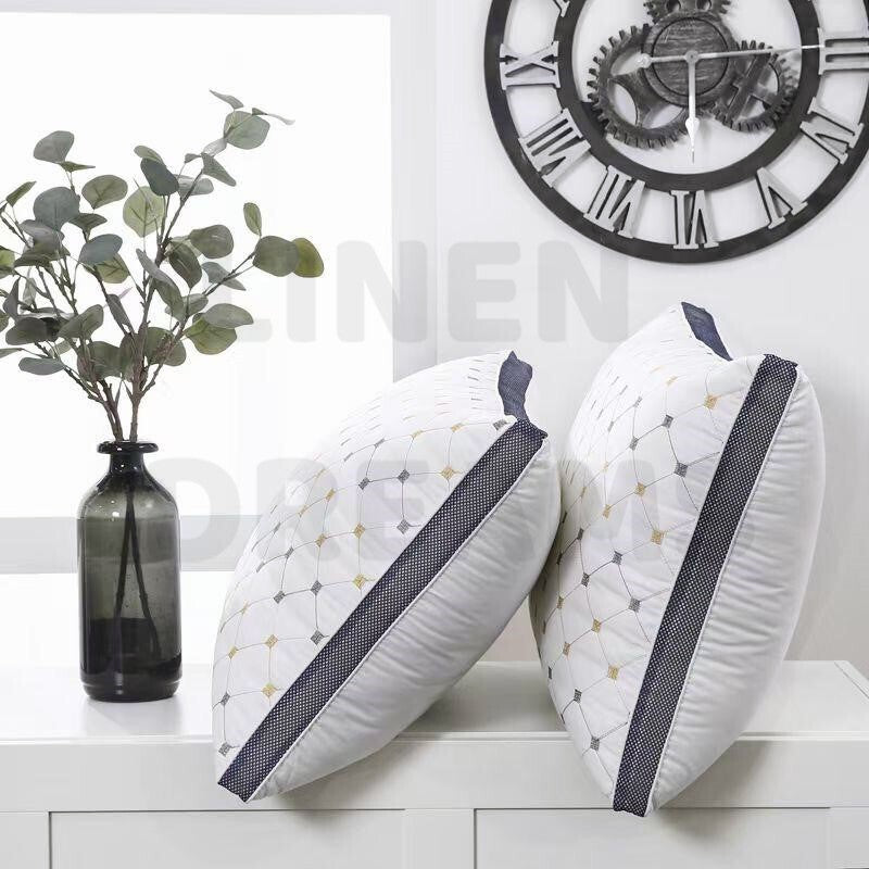 2x Premium Microfibre Hotel Pillow Standard Rectangle Quilted Comfortable Hypoallergenic Cotton Cover