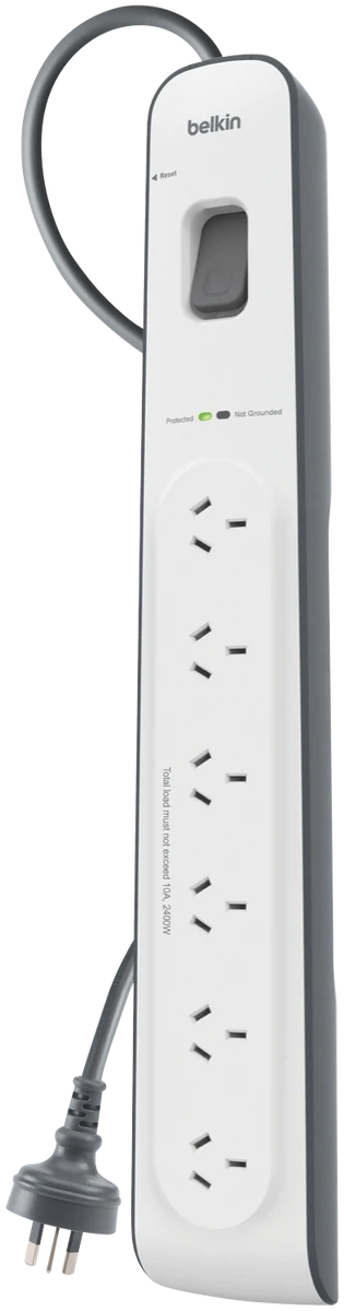 Belkin 6 Port Surge Protector Power Board Device Protection for Printer, Computer, Game Consoles and Printers
