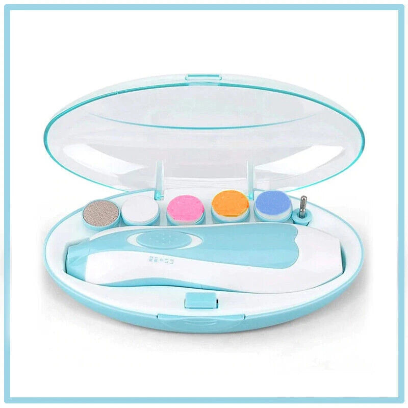 Electric Baby Infant Newborn Nail Trimmer File (Blue) | Safe Grinder Clipper Tools Set | Compact and Lightweight | One Button Activation